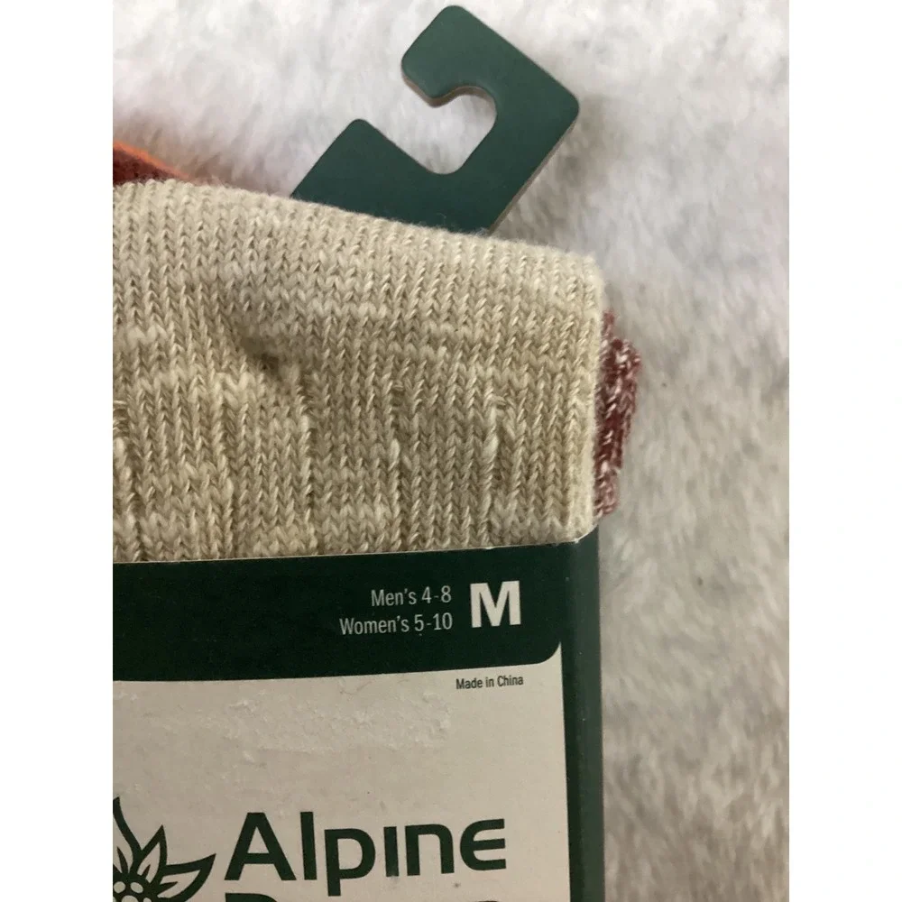 Alpine Design 2PK Ragg Hiker Crew Socks Maroon Brown Orange Mens 4-8 Womens5-10.